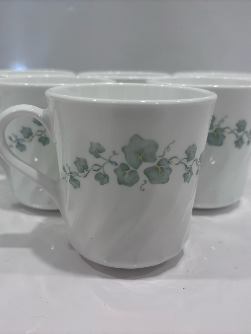 Vintage Corning Corelle English Ivy Swirl Mugs - Set of 6